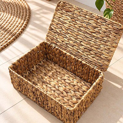 Kapaklı Hasır Çok Amaçlı Sepet 25x17 cm (1)