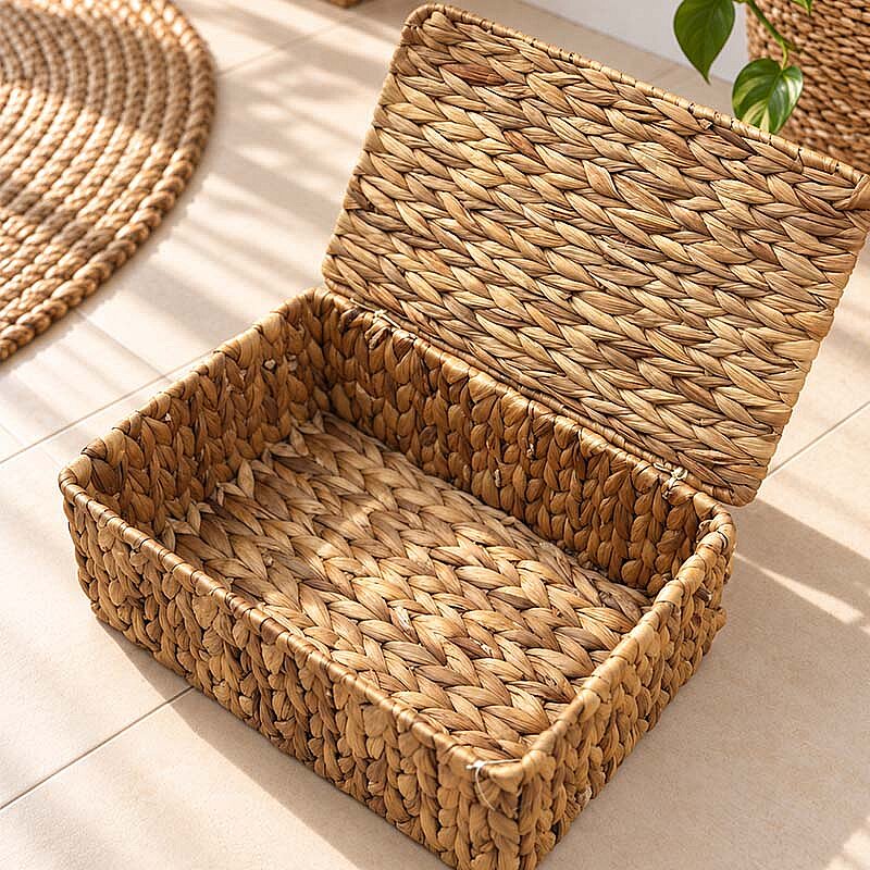 Kapaklı Hasır Çok Amaçlı Sepet 25x17 cm - 2