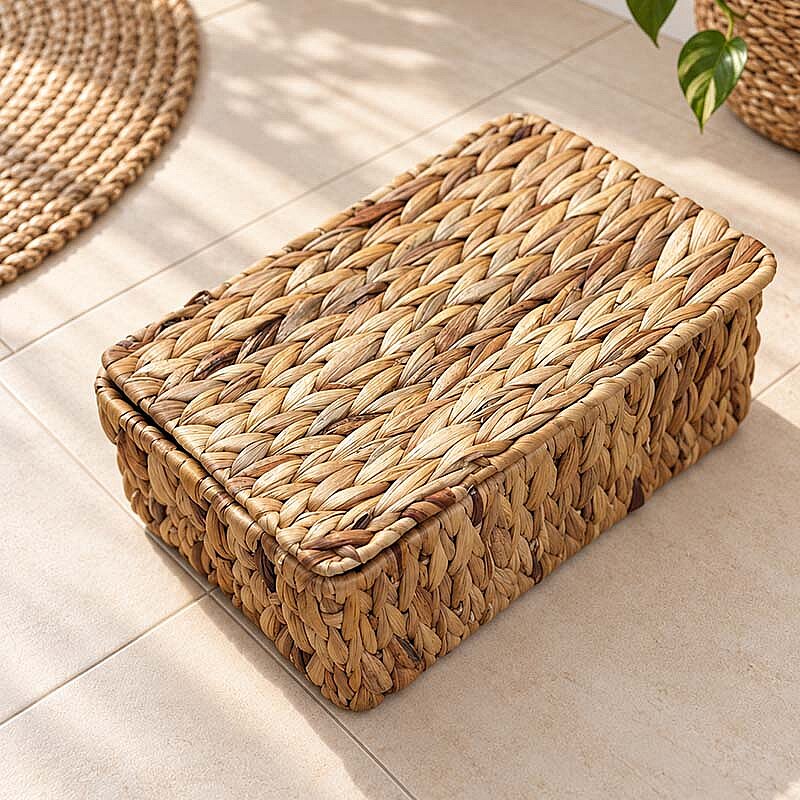 Kapaklı Hasır Çok Amaçlı Sepet 21x13 cm - 1