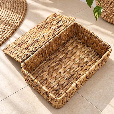 Kapaklı Hasır Çok Amaçlı Sepet 21x13 cm (1)