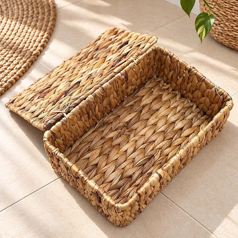 Kapaklı Hasır Çok Amaçlı Sepet 21x13 cm - 2