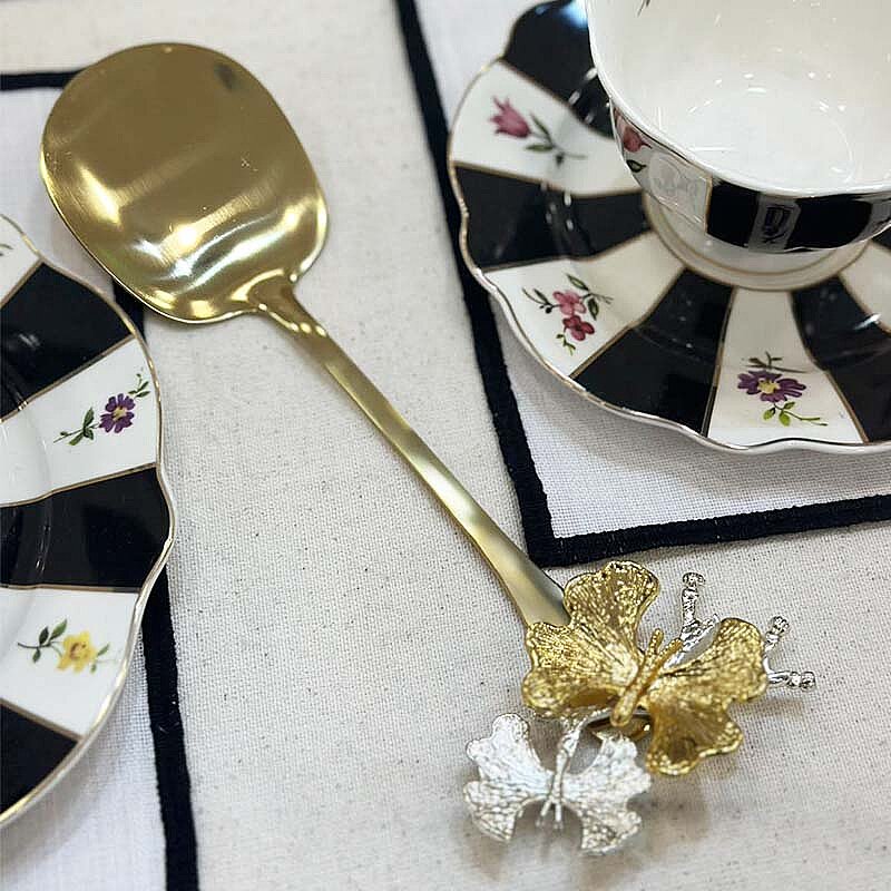 Kelebek Detay Gold Servis Kaşığı - 1