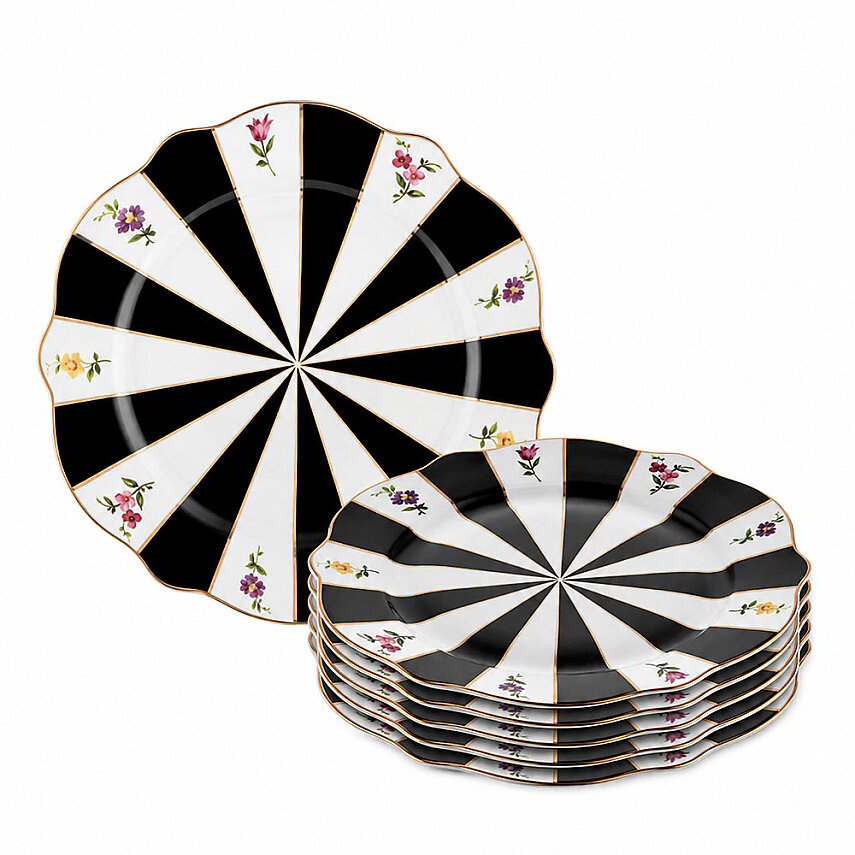 RoyKing Acem Siyah Pasta Tabağı - Altılı Set - 3